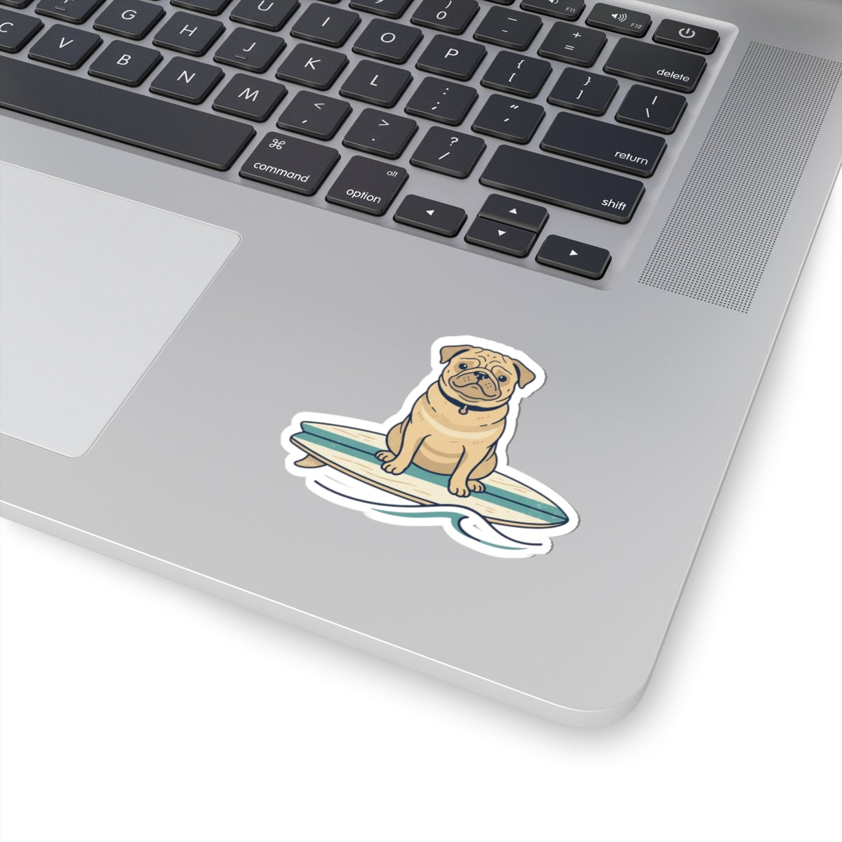 Pug on Surfboard Sticker